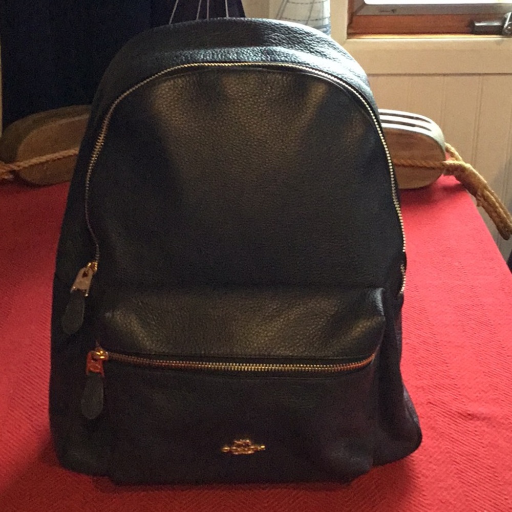 NEVER USED NAVY BLUE COACH GENUINE LEATHER BACKPACK